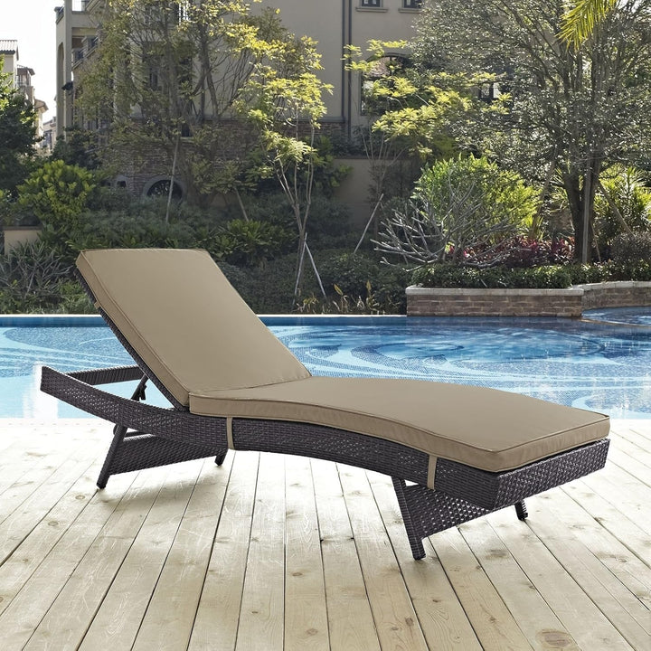 Virtudes Outdoor Rattan Wicker Chaise Lounger For Poolside