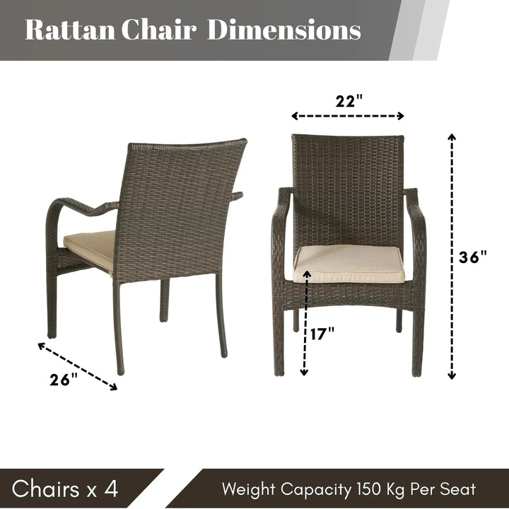 Indigo 4-Piece Outdoor Rattan Wicker Patio Dining Chairs