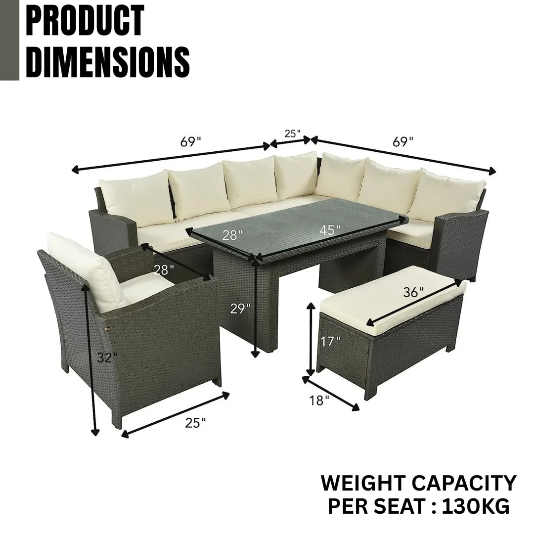 Sofia 5-Piece Outdoor Patio Furniture Set with Dining Table and Chairs