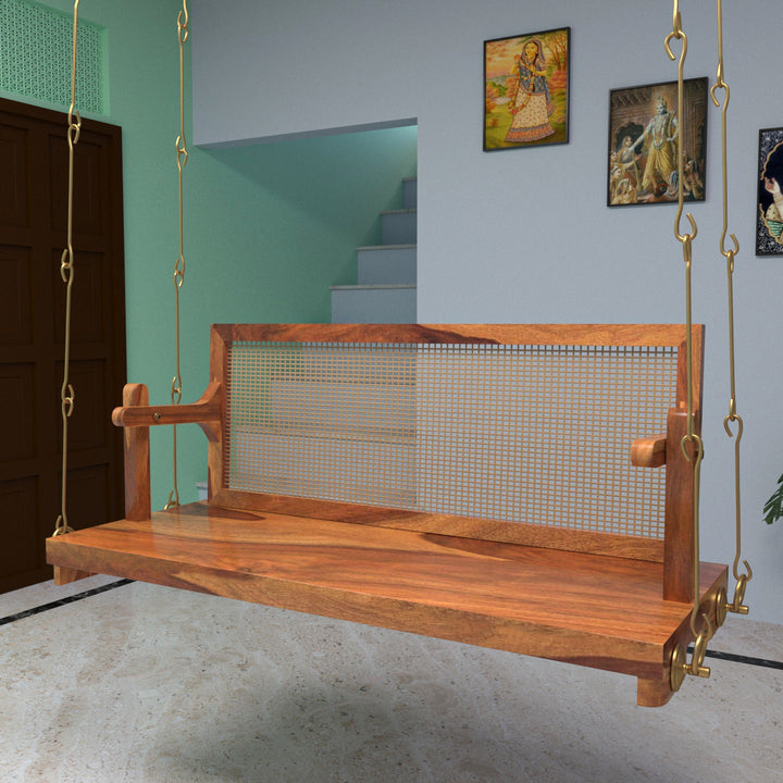 Anaya Adorable Thin Cane Reversible Handmade Wooden Swing for Home