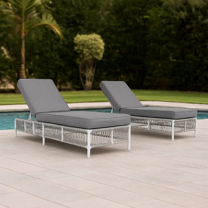 Fiora Outdoor Rope Lounge Chairs Set of 2 with Thick Cushions