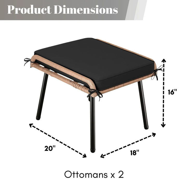 Jivanshi Set of 2 Wicker Ottomans, Multipurpose Outdoor Furniture