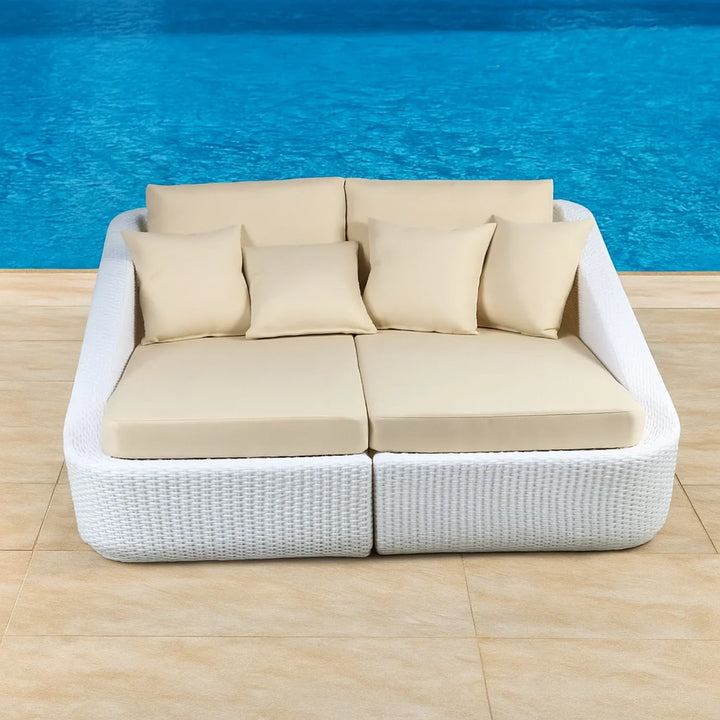 Patio Rattan & Wicker Double Conversation Daybed