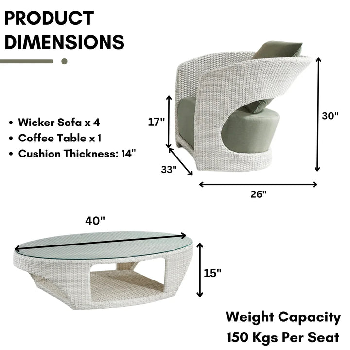 Outdoor White Rattan Wicker Sofa Chairs With Glass Top Table