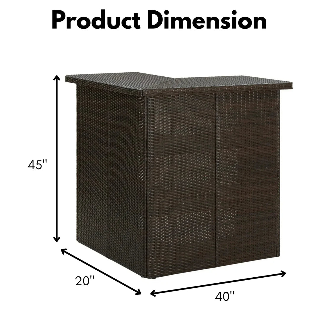 Nieves Outdoor Rattan Wicker Bar Table With Storage Selves