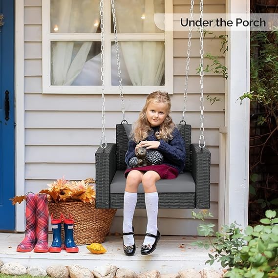 Trellis Single Seater Hanging Swing Without Stand For Balcony, Garden Swing (Black)