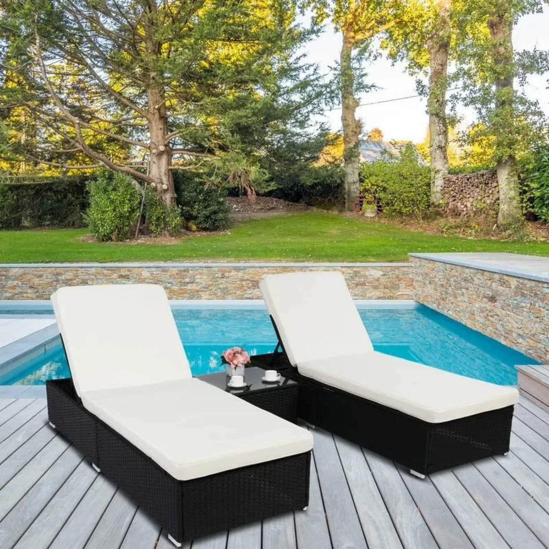 Zinnia Outdoor Wicker Lounge Chairs Set of 2 With Side Table