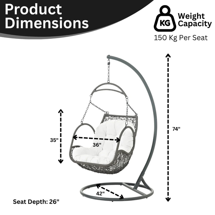 Jumoke Outdoor Rattan Wicker Hanging Swing Chair with Cushion