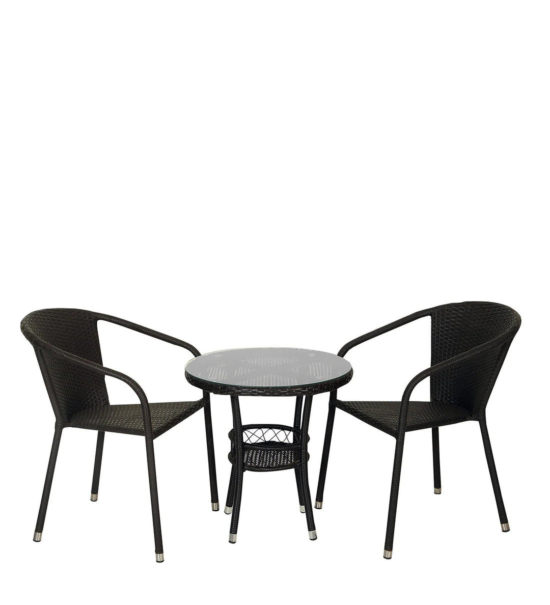 Ted Outdoor Patio Seating Set 2 Chairs and 1 Table Set (Black)