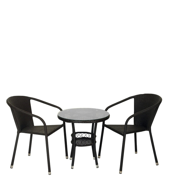 Ted Outdoor Patio Seating Set 2 Chairs and 1 Table Set (Black)