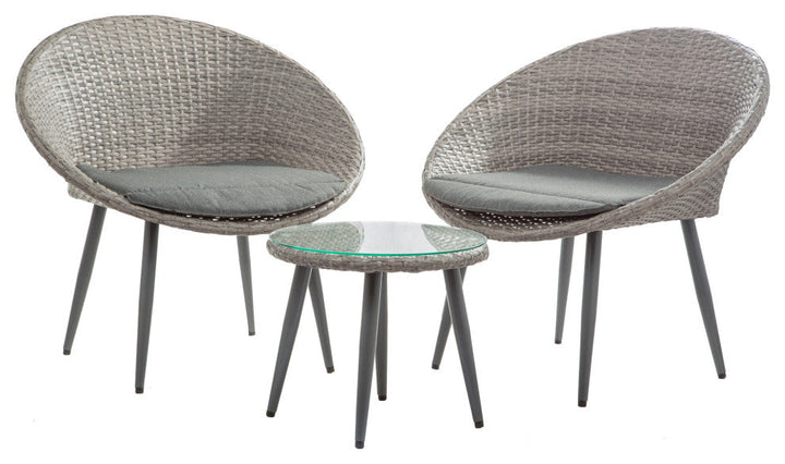 Cindy Outdoor Patio Seating Set 2 Chairs and 1 Table Set (Grey)