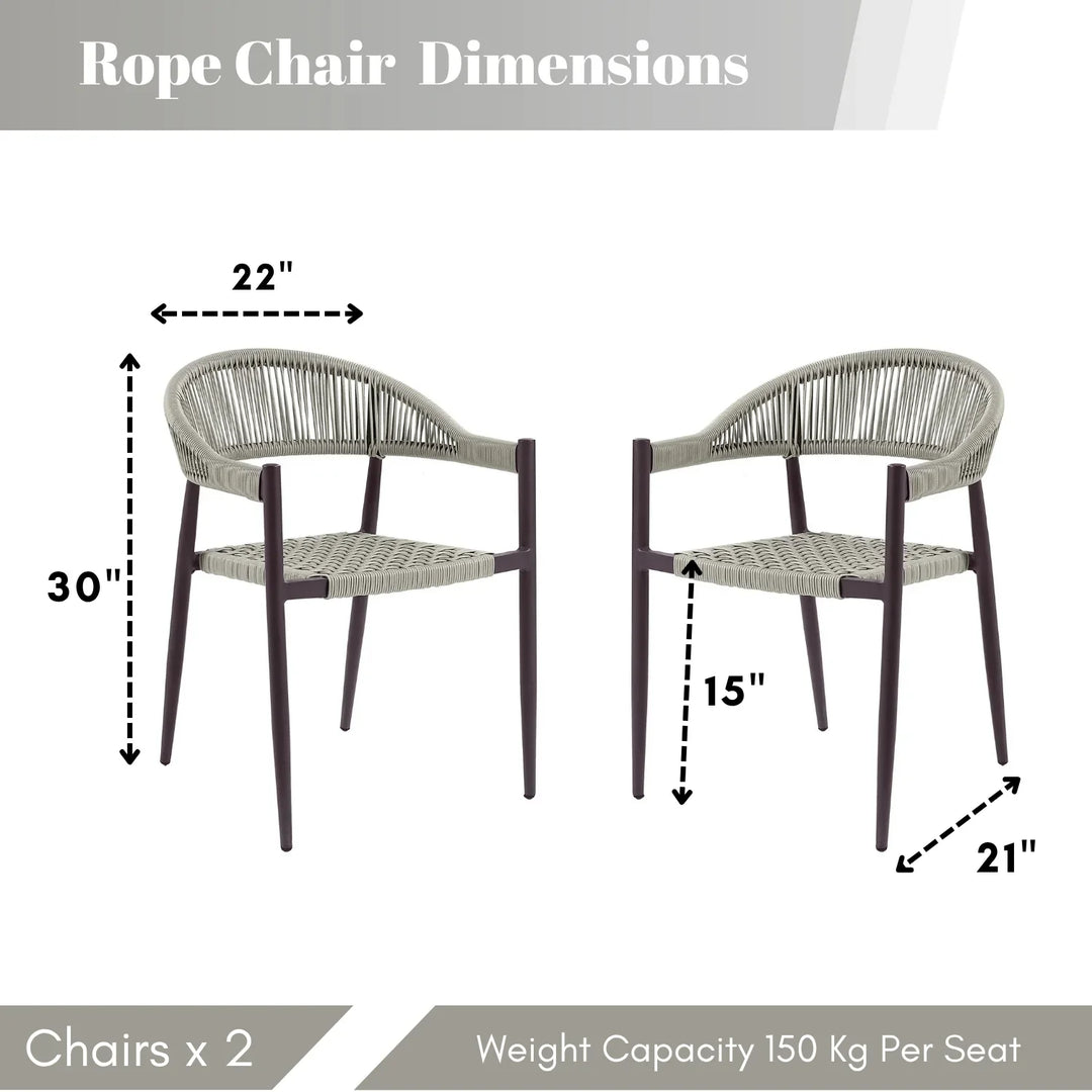 Mrinalini 2-Piece Outdoor Rope Patio Dining Chairs