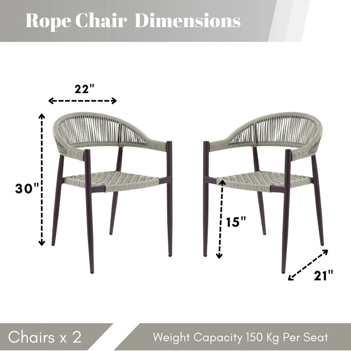 Mrinalini 2-Piece Outdoor Rope Patio Dining Chairs