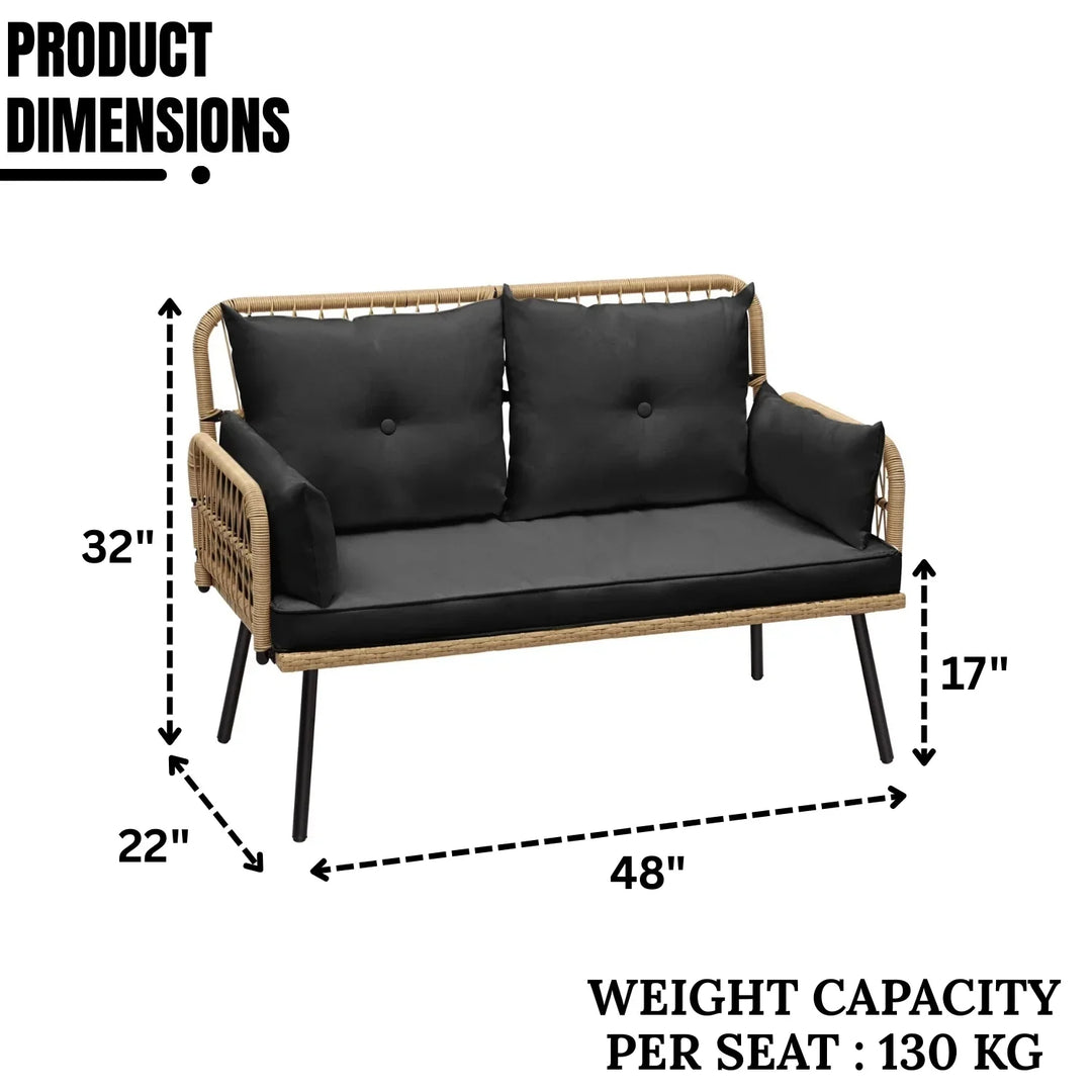Haisley Outdoor Rope Loveseat Sofa