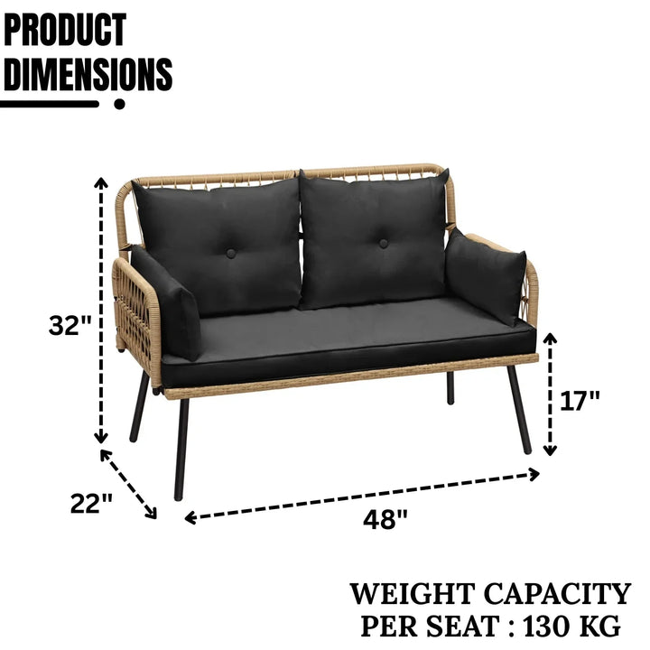 Haisley Outdoor Rope Loveseat Sofa