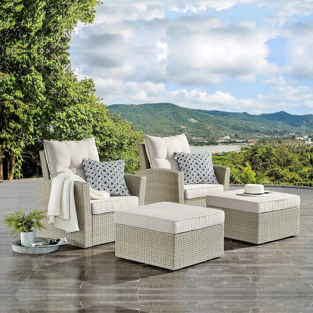 Gisla Outdoor Rattan Wicker 4-Piece Patio Sofa Set