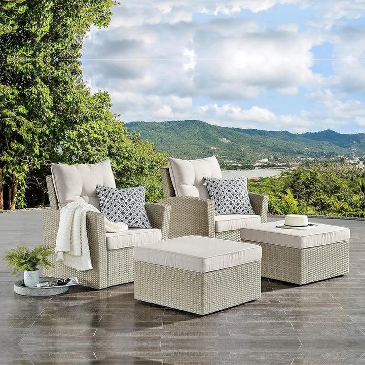 Gisla Outdoor Rattan Wicker 4-Piece Patio Sofa Set
