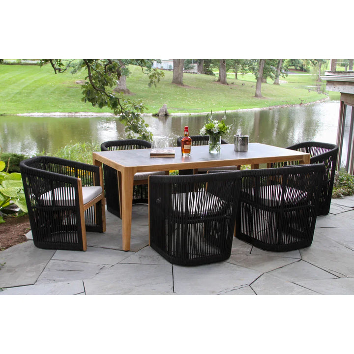 Xini Outdoor Patio Seating Set 6 Chairs and 1 Table Set (Black + Grey)