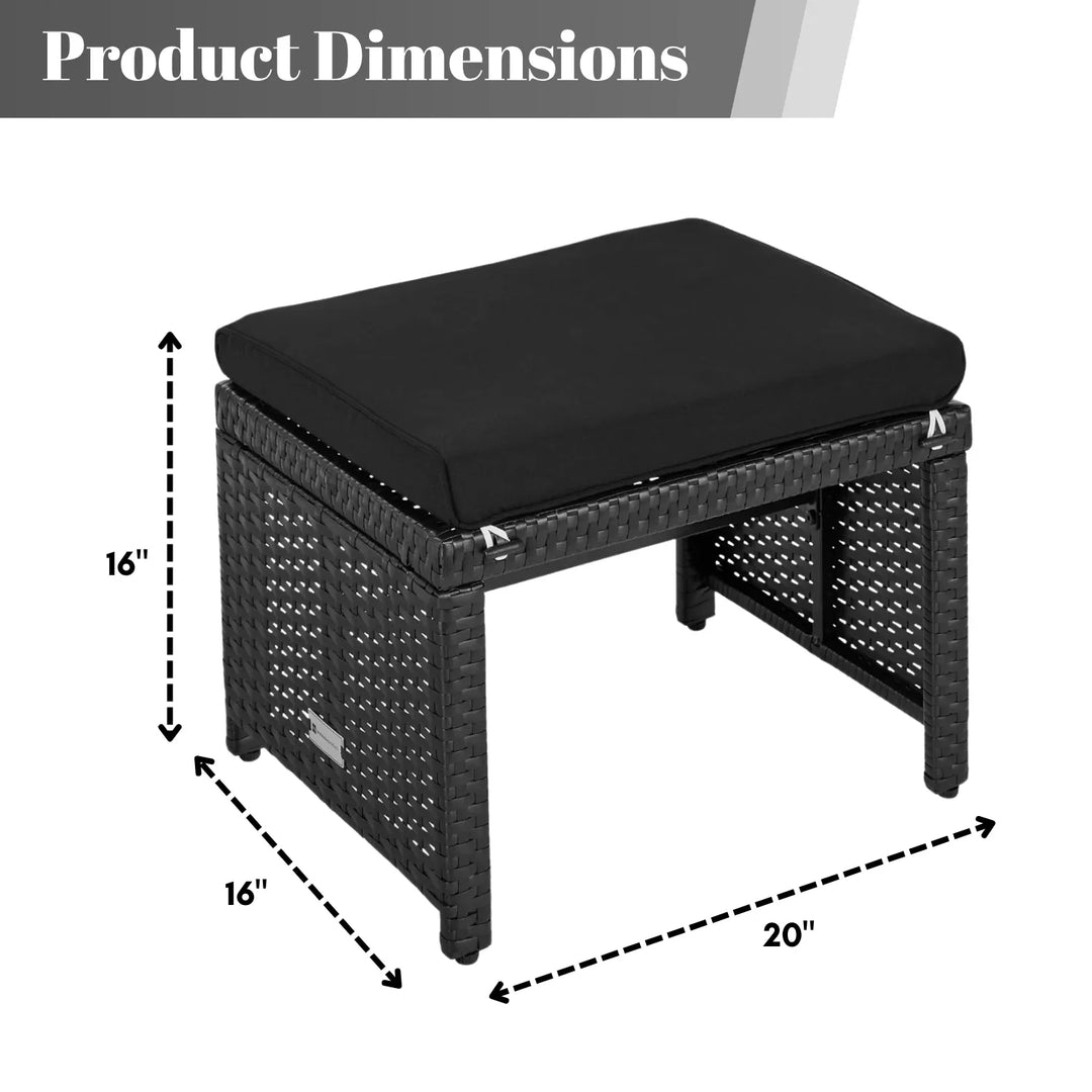 Kavisha Set of 2 Wicker Ottomans, Multipurpose Outdoor Furniture