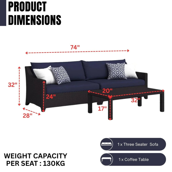 Jaya Outdoor All-Weather Rattan Wicker Three Seater Sofa