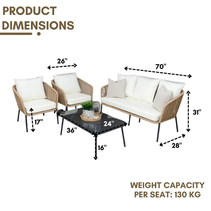 Madison 5-Seater Outdoor All-Weather Rope Sofa Set