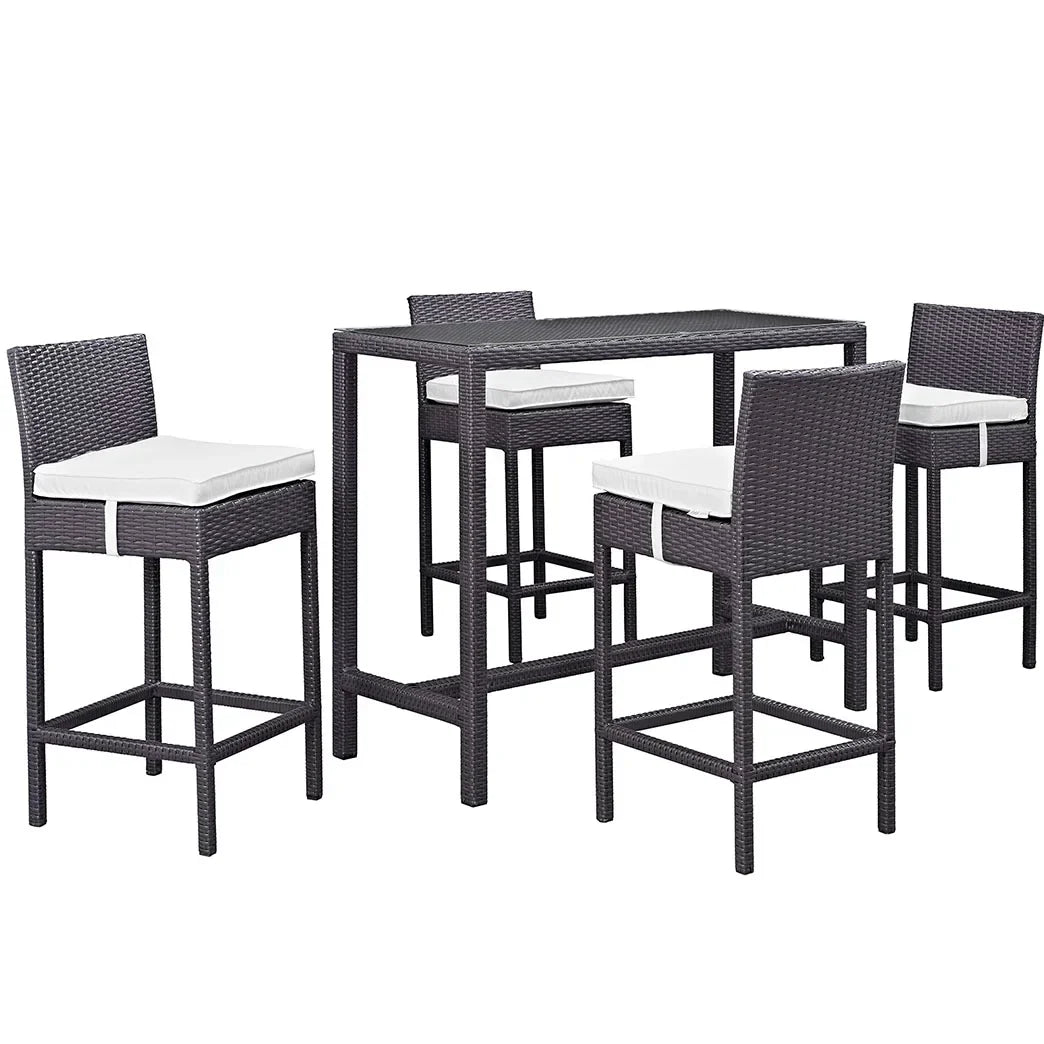 Lomeo Outdoor Patio Bar Sets 4 Chairs and 1 Table (Dark Brown)
