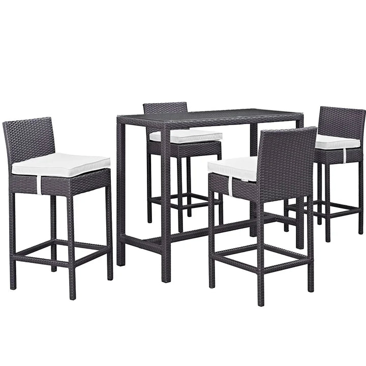 Lomeo Outdoor Patio Bar Sets 4 Chairs and 1 Table (Dark Brown)