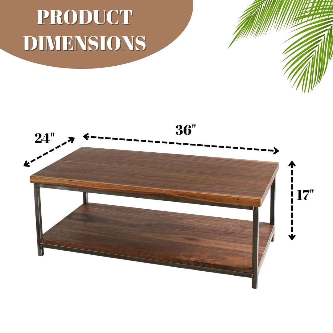 Isla Laila 2-Tier Natural Wood Top Center Table