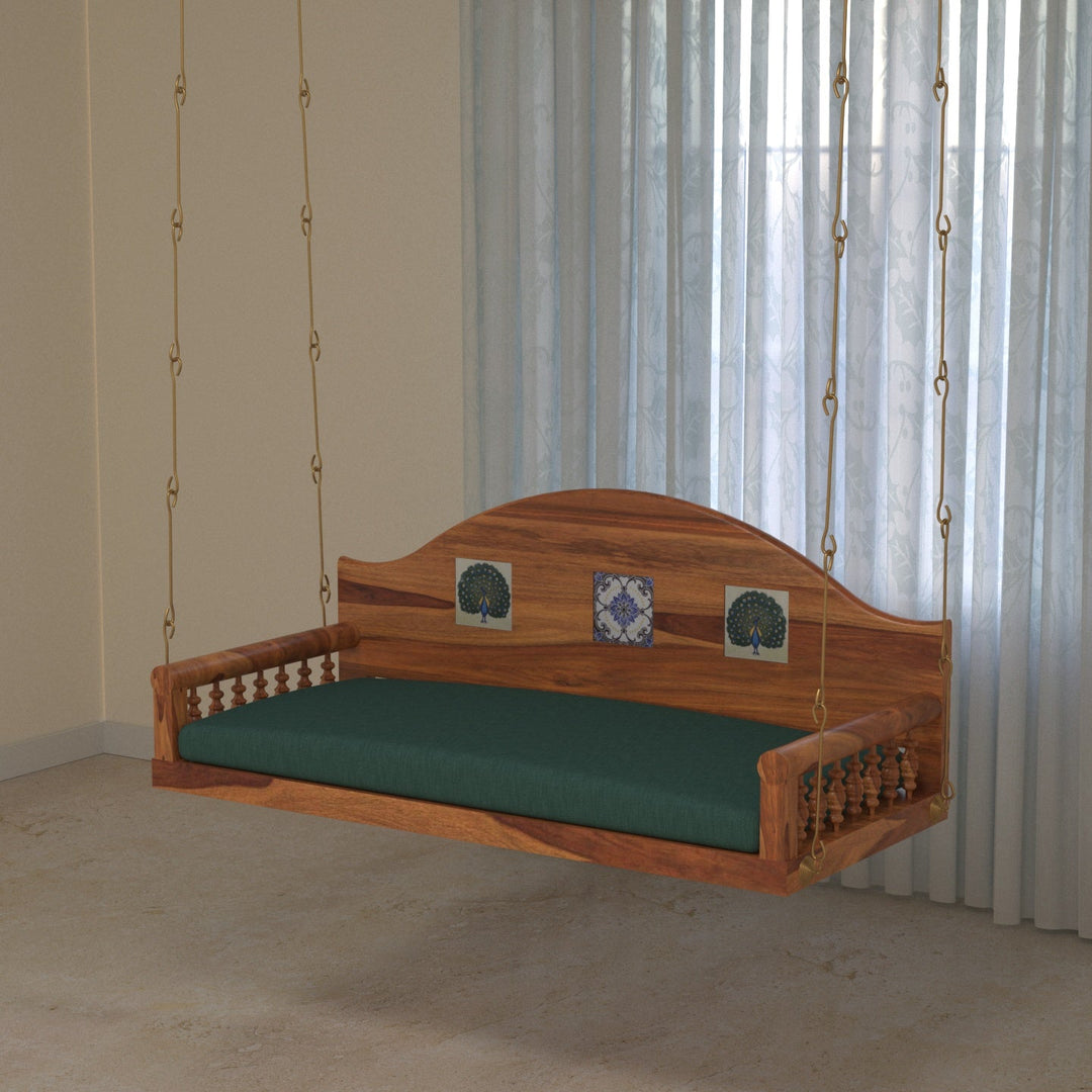 Amaira Traditional Antique Tiled Handmade Wooden Swing for Home