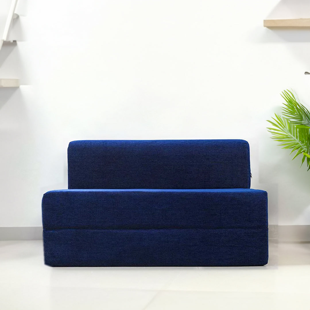 Nidhi Jute Sofa Bed Blue | 4 X 6 Two Seater