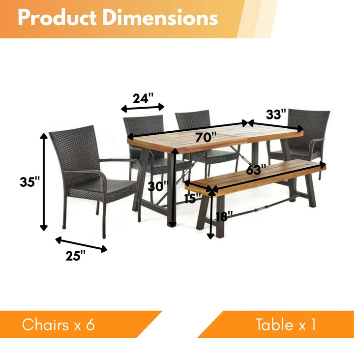 Fawzia Outdoor All-Weather Resistant Rattan Wicker 6-Piece Dining Set