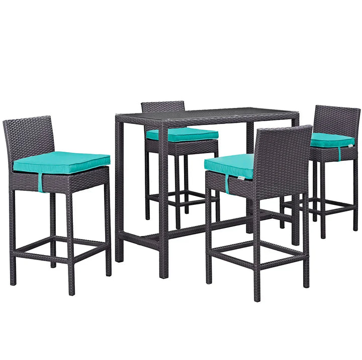 Lomeo Outdoor Patio Bar Sets 4 Chairs and 1 Table (Dark Brown)