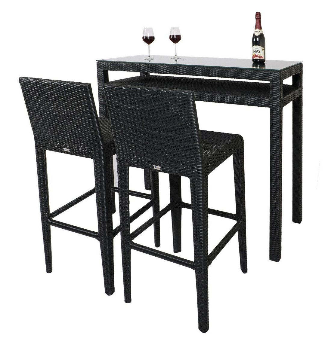 Betta Outdoor Patio Bar Sets 2 Chairs and 1 Table (Black)