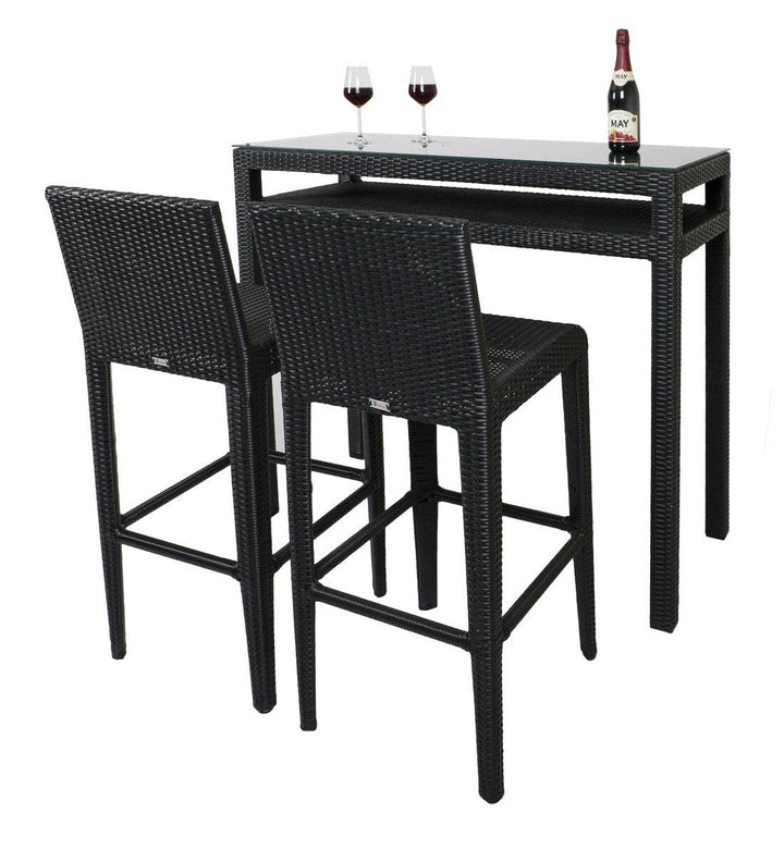Betta Outdoor Patio Bar Sets 2 Chairs and 1 Table (Black)