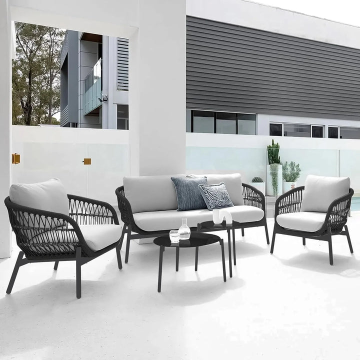 Maitreyi Outdoor 4 Seater Rope Conversation Sofa Set