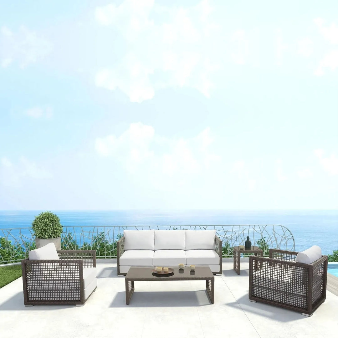 Ilsa Outdoor Rattan Wicker 5-Seater Sofa Set