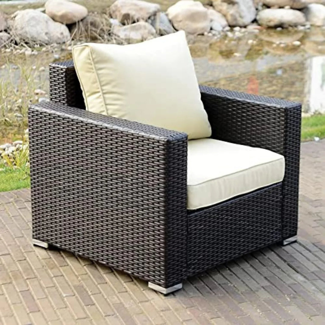 Yashvi 1-Piece Outdoor Wicker Single Seater Sofa