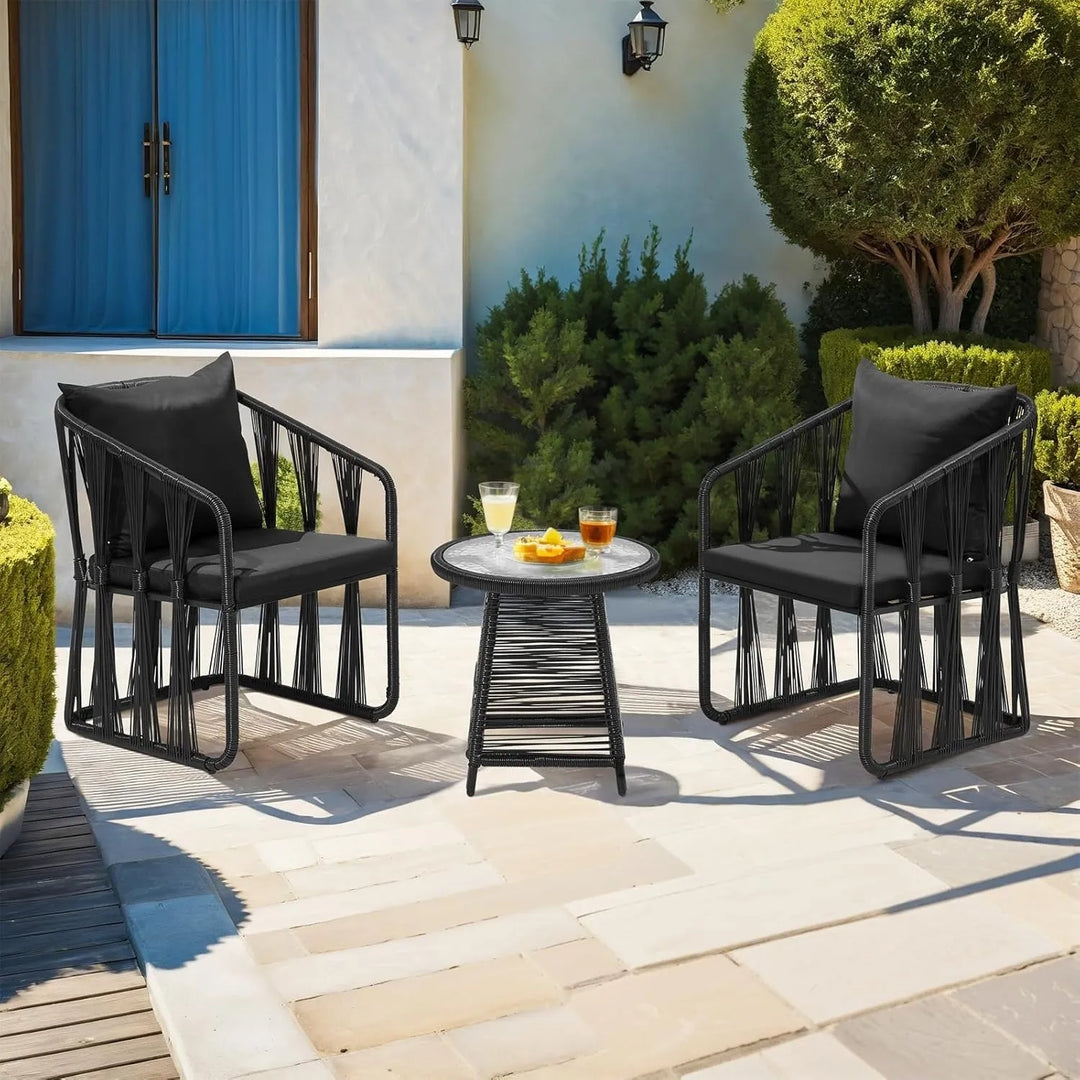 Greer Outdoor Rope 3-Piece Patio Set