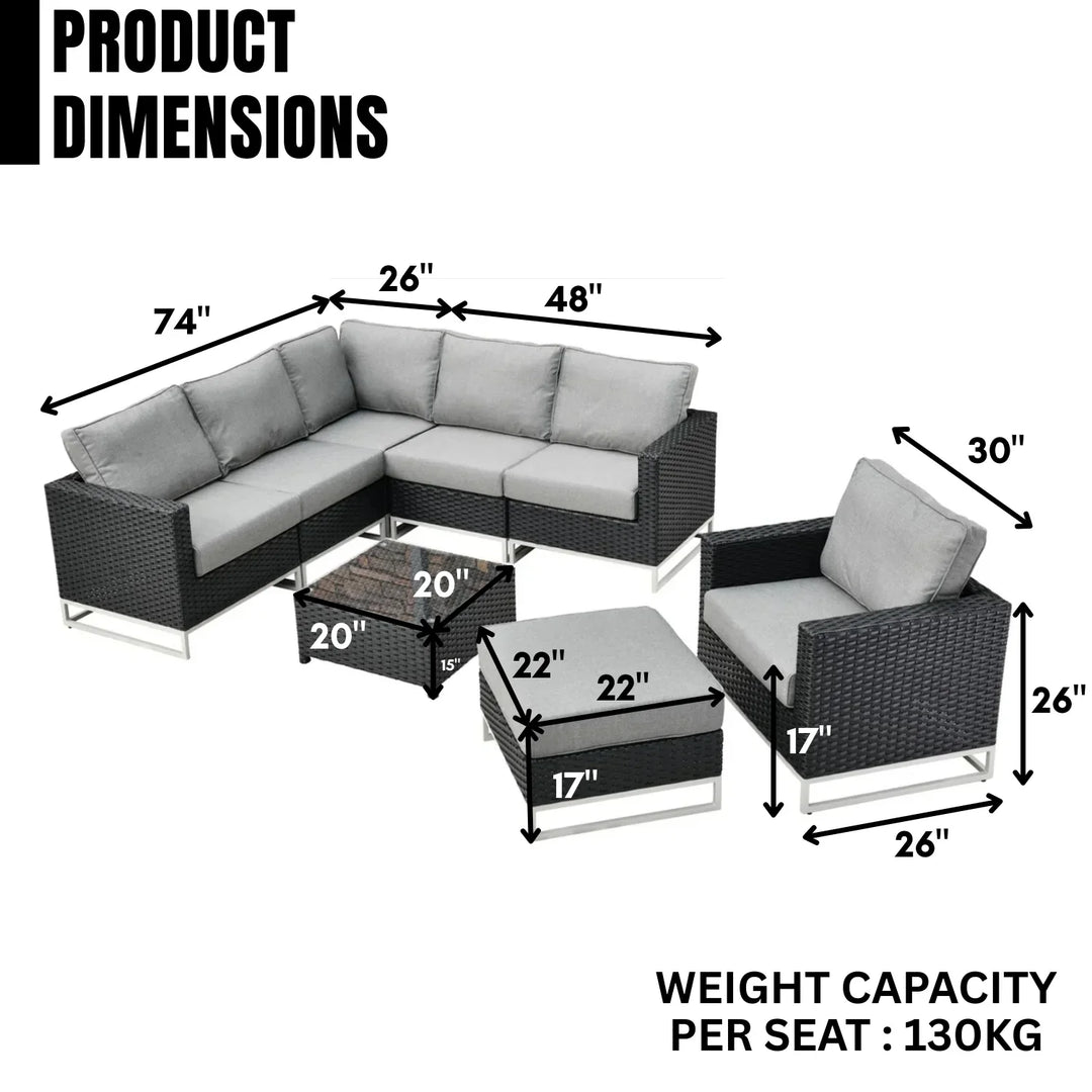 Norberta Outdoor Rattan Wicker 7-Seater Sofa Set