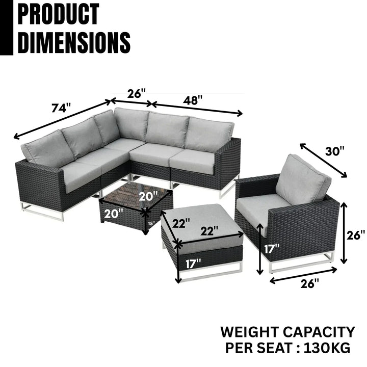 Norberta Outdoor Rattan Wicker 7-Seater Sofa Set