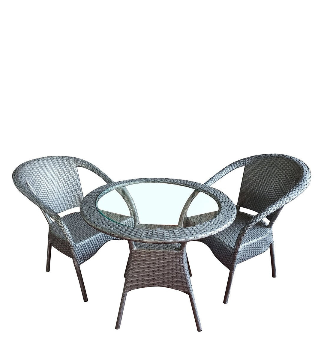 Rudra Outdoor Patio Seating Set 2 Chairs and 1 Table Set (Silver)