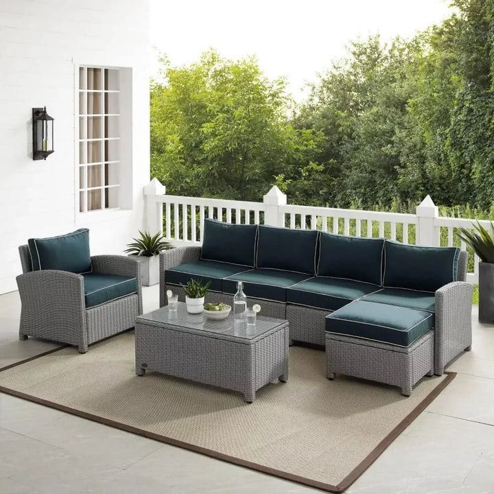 Liesel Outdoor Rattan Wicker 6-Seater Sofa Set