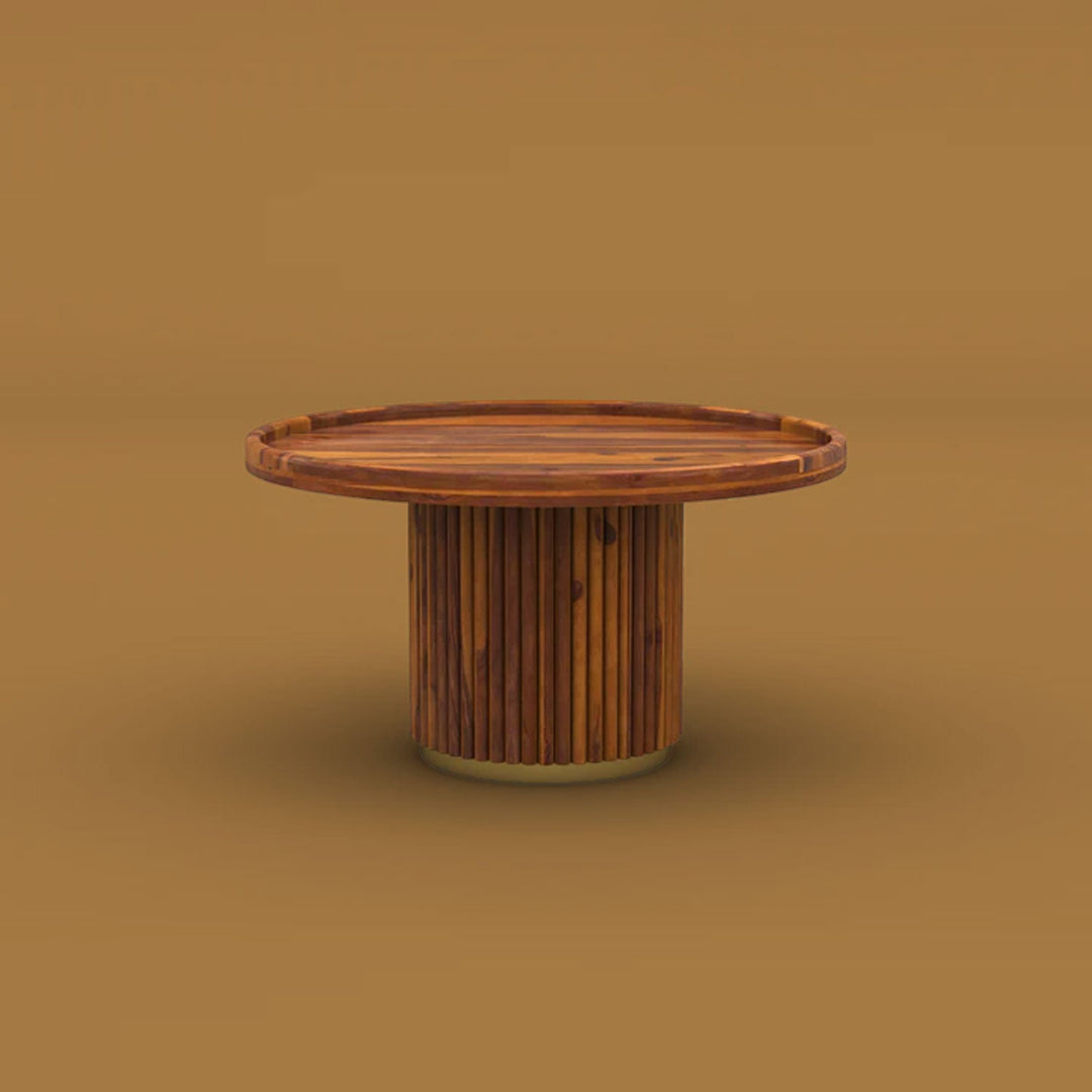 Sudhir Round Coffee Table (Honey Finish)