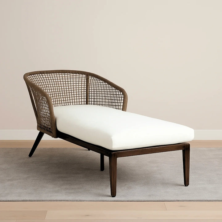 Outdoor Single Seater Patio Daybed with Handwoven Rope