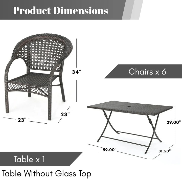 Thalia 7-Piece Outdoor Rattan Wicker Dining Table Set
