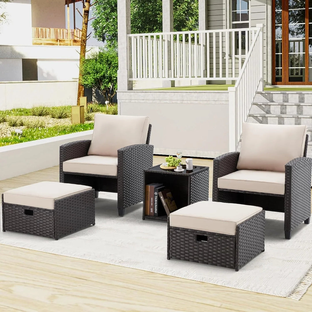 Verónica 5 Piece Outdoor Patio Wicker Furniture Set