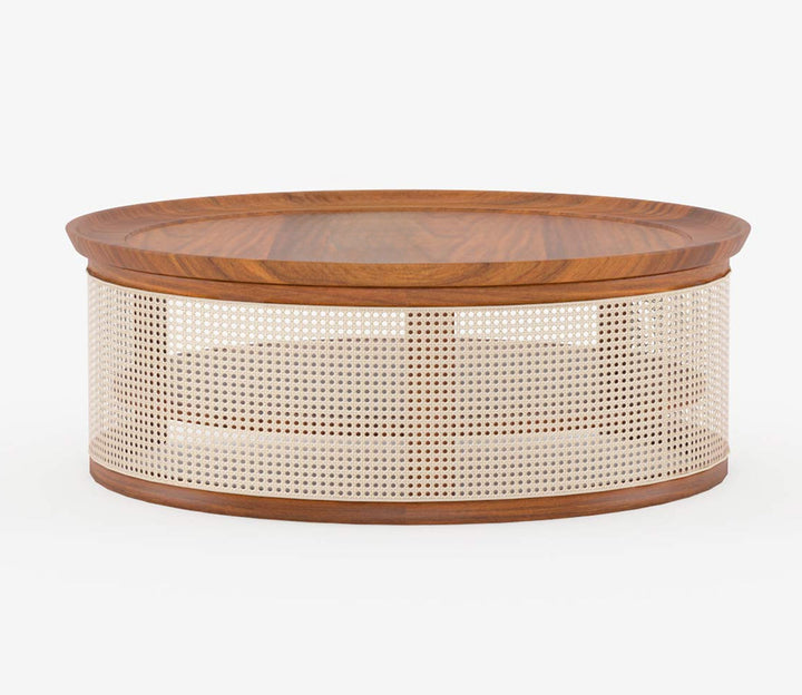 Shruti Solid Wood Acacia Cane Coffee Table (Honey Finish)