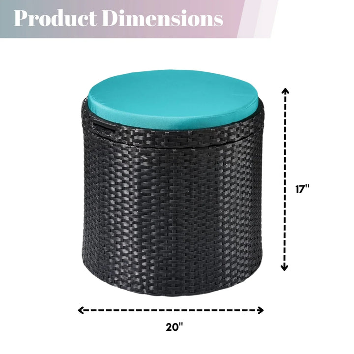 Round Wicker Ottoman for Patio & Backyard