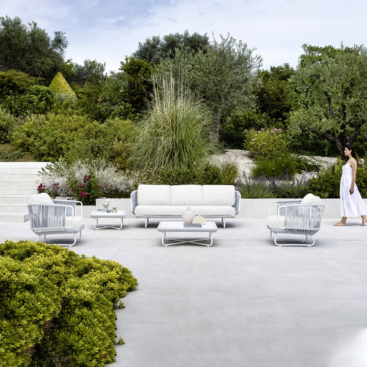 Astor Outdoor Garden Balcony Sofa Set 3 Seater , 2 Single Seater and 1 Center Table Set Braid & Rope (Grey-Off White)