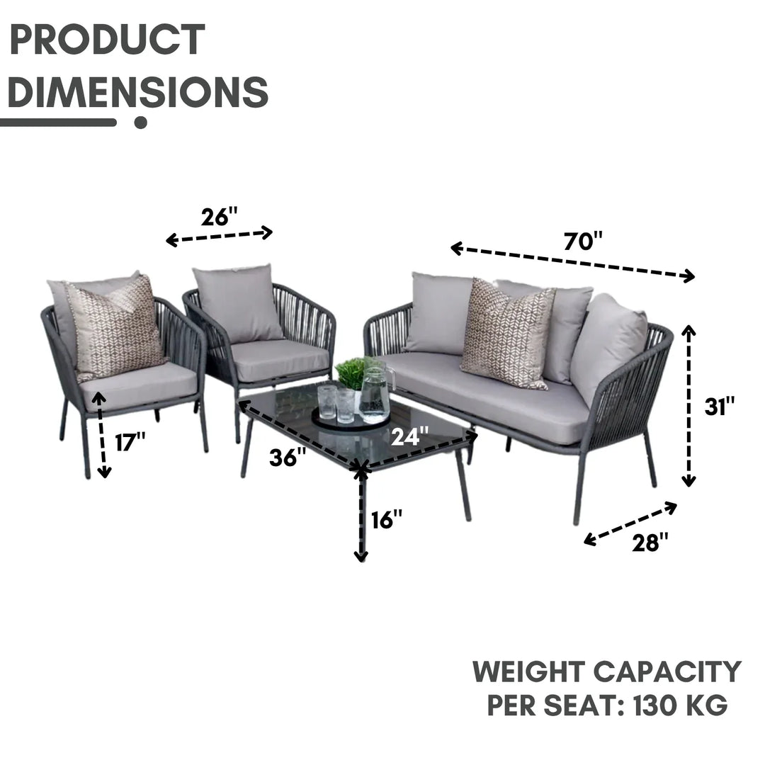 Ophelia 5-Seater Outdoor All-Weather Rope Sofa Set